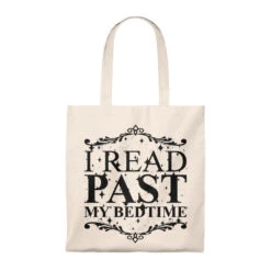 I Read Past My Bedtime Canvas Tote Bag - Vintage Style -Home Fashion Store 073679977c487696c505c2383183e693