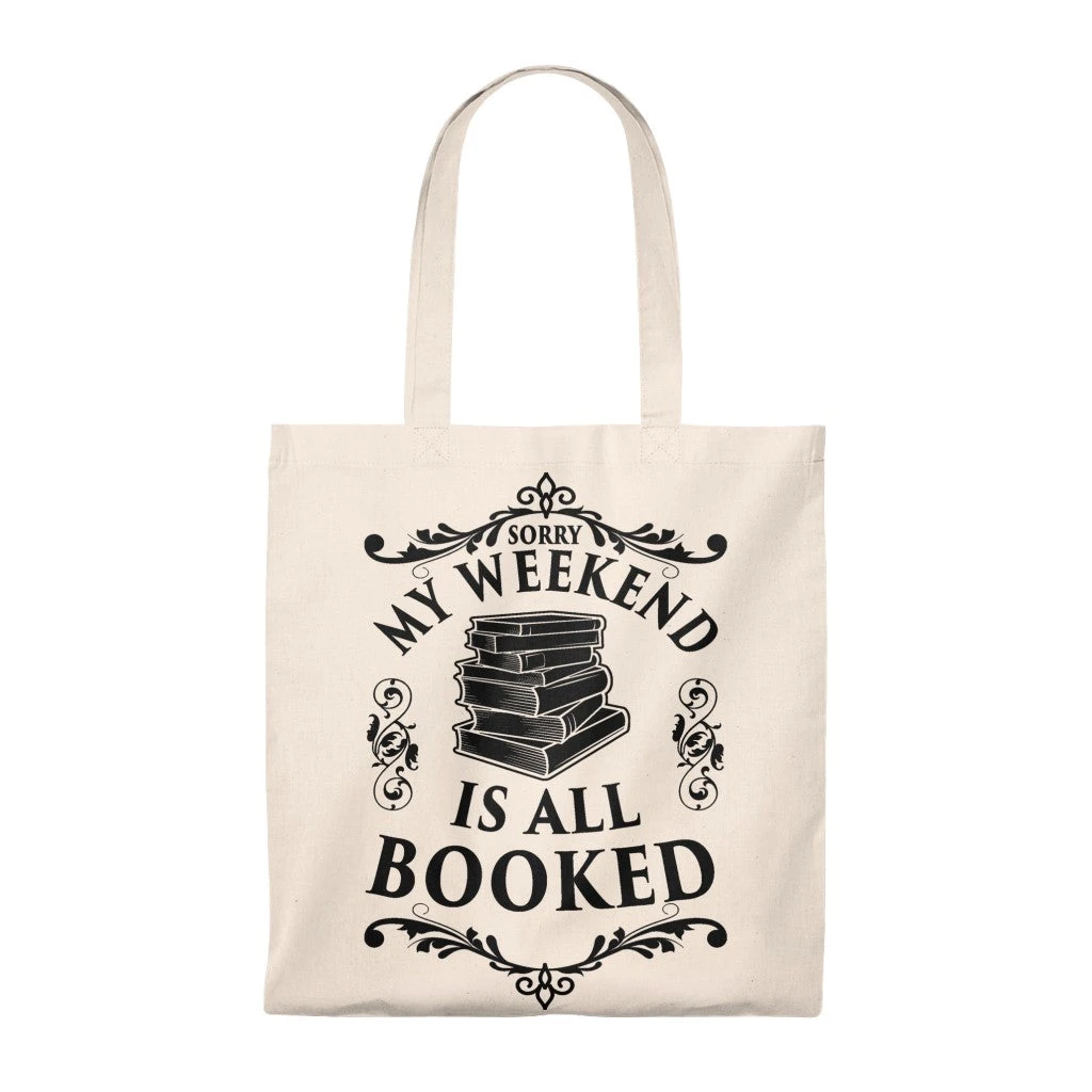 My Weekend Is All Booked Canvas Tote Bag - Vintage Style 5 My Weekend Is All Booked Canvas Tote Bag - Vintage Style - Image 3