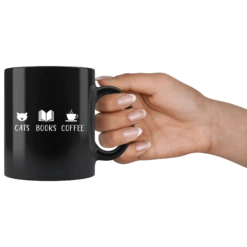 "Cats Books Coffee"11oz Black Mug 7 "Cats Books Coffee"11oz Black Mug -Home Fashion Store 0dh67k22onkmeugwq7fd4czc
