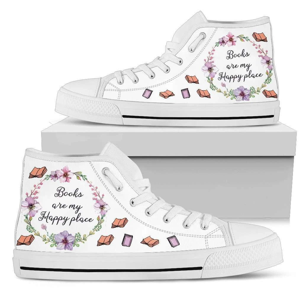 "My Happy Place"Bookish High Top Women's Shoes 4 "My Happy Place"Bookish High Top Women's Shoes - Image 2