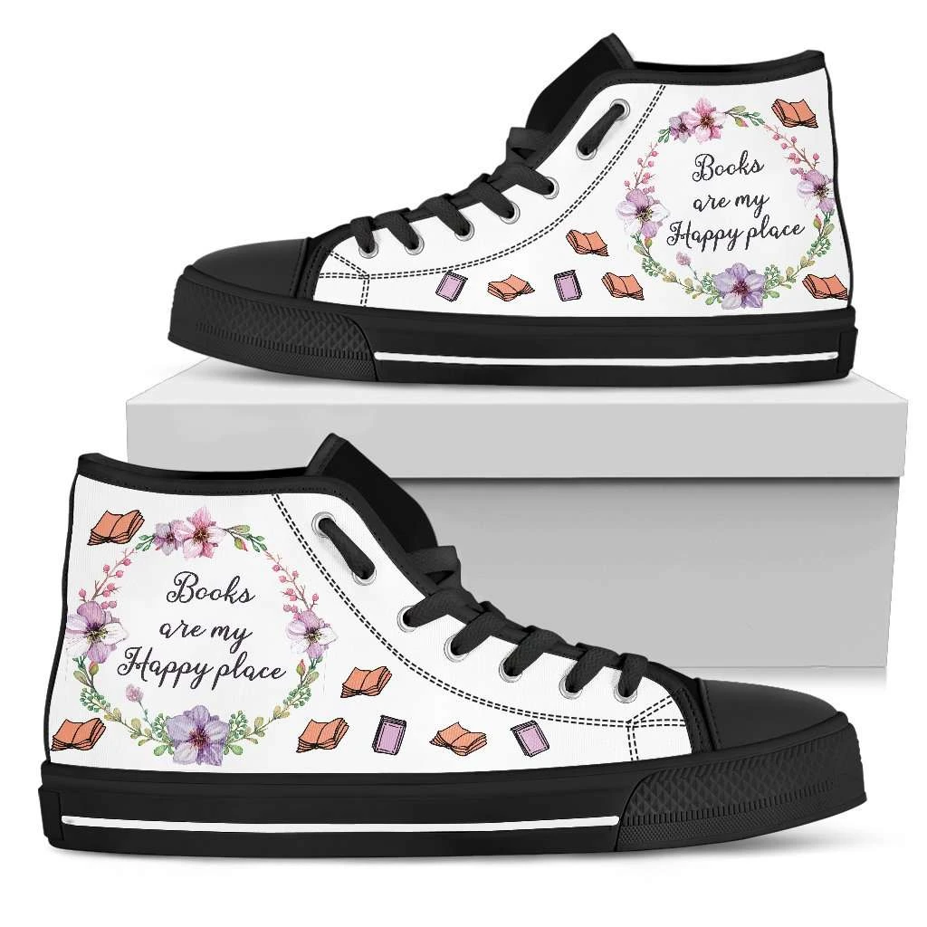 "My Happy Place"Bookish High Top Women's Shoes 3 "My Happy Place"Bookish High Top Women's Shoes
