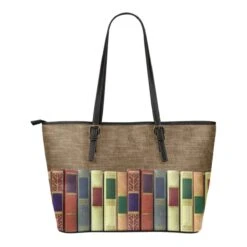 Book Spine Leather Tote Bag