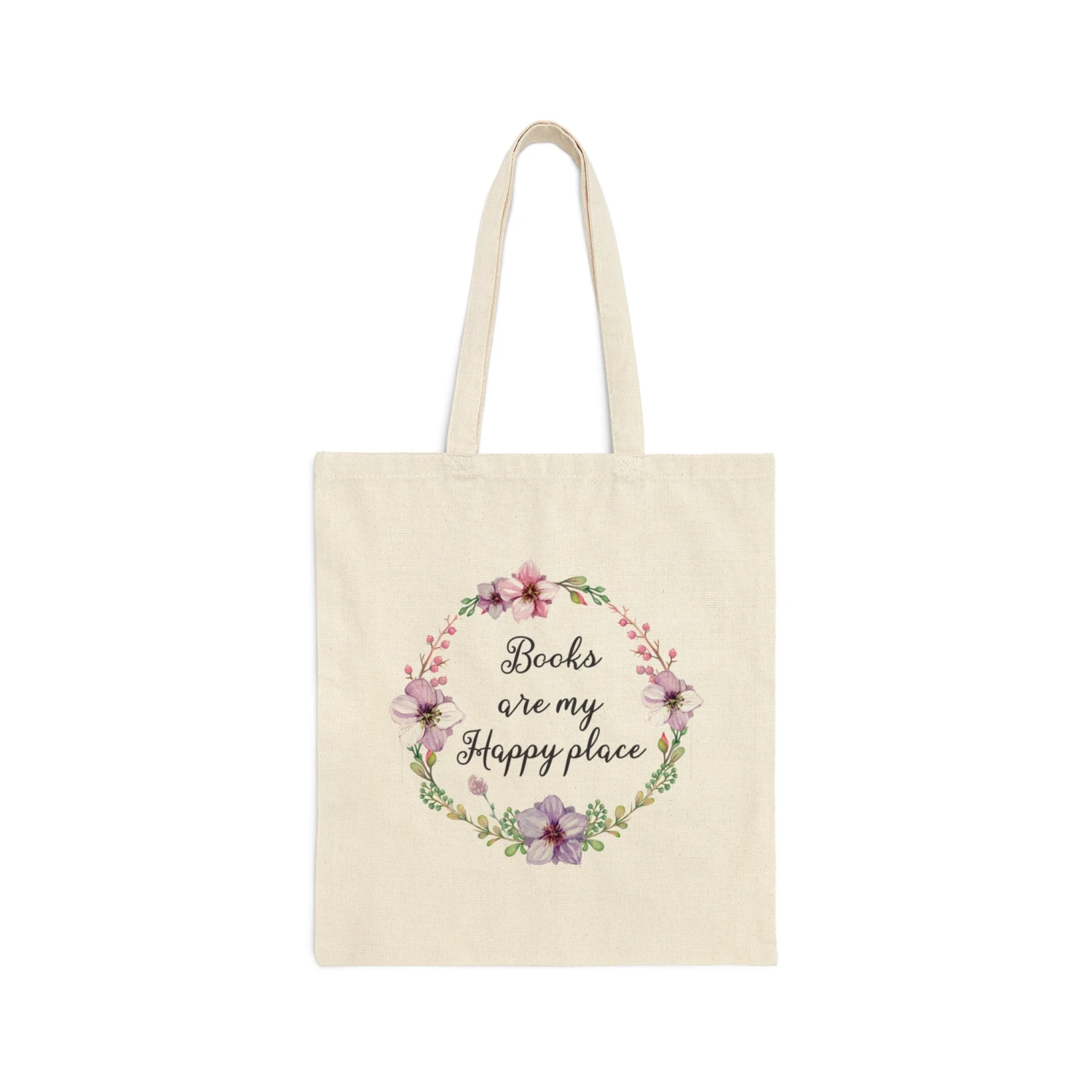 My Happy Place Floral Canvas Tote Bag - Vintage Style 4 My Happy Place Floral Canvas Tote Bag - Vintage Style - Image 2