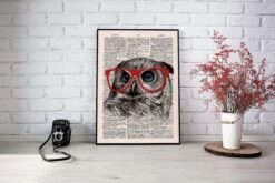 Nerdy Owl Vintage Dictionary Poster