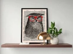 Nerdy Owl Vintage Dictionary Poster