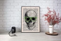 Nerdy Skull Vintage Dictionary Poster