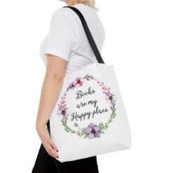 My Happy Place Floral Canvas Tote Bag -Home Fashion Store 15719775648770361814 2048