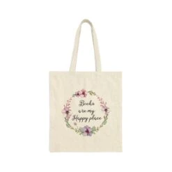 My Happy Place Floral Canvas Tote Bag - Vintage Style