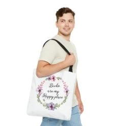 My Happy Place Floral Canvas Tote Bag -Home Fashion Store 17168117641973098779 2048