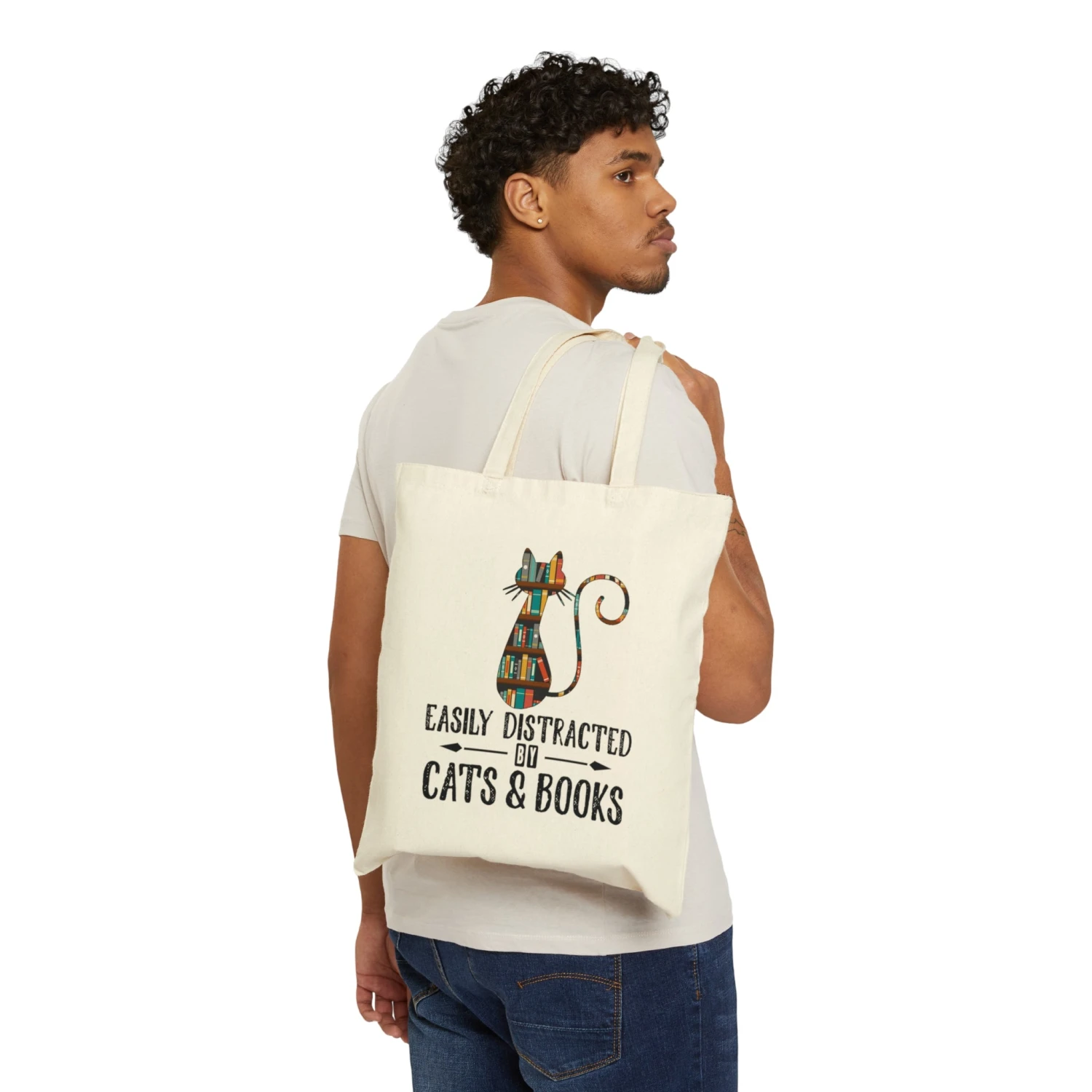 Cats & Books Canvas Tote Bag 6 Cats & Books Canvas Tote Bag - Image 4
