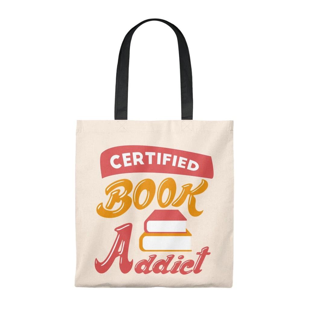 Certified Book Addict Canvas Tote Bag - Vintage Style 4 Certified Book Addict Canvas Tote Bag - Vintage Style - Image 2