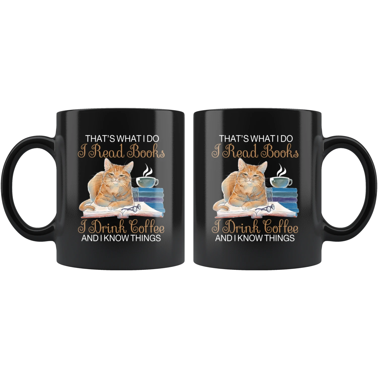 "I Read Books,I Drink Coffee"11oz Black Mug 4 "I Read Books,I Drink Coffee"11oz Black Mug - Image 2
