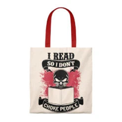 I Read So I Don't Choke People Canvas Tote Bag - Vintage Style