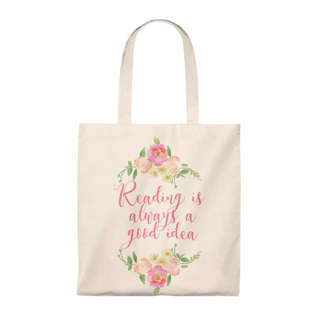 Reading Floral Canvas Tote Bag - Vintage Style 5 Reading Floral Canvas Tote Bag - Vintage Style - Image 3