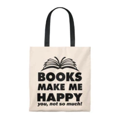 Books Make Me Happy Canvas Tote Bag - Vintage Style -Home Fashion Store 40113fee23dc81fab54a5d3d261c2999