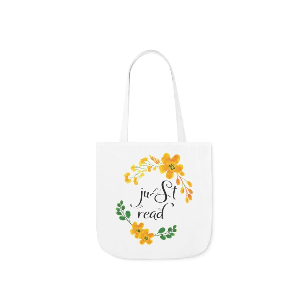 Just Read Floral Canvas Tote Bag - Vintage Style 3 Just Read Floral Canvas Tote Bag - Vintage Style