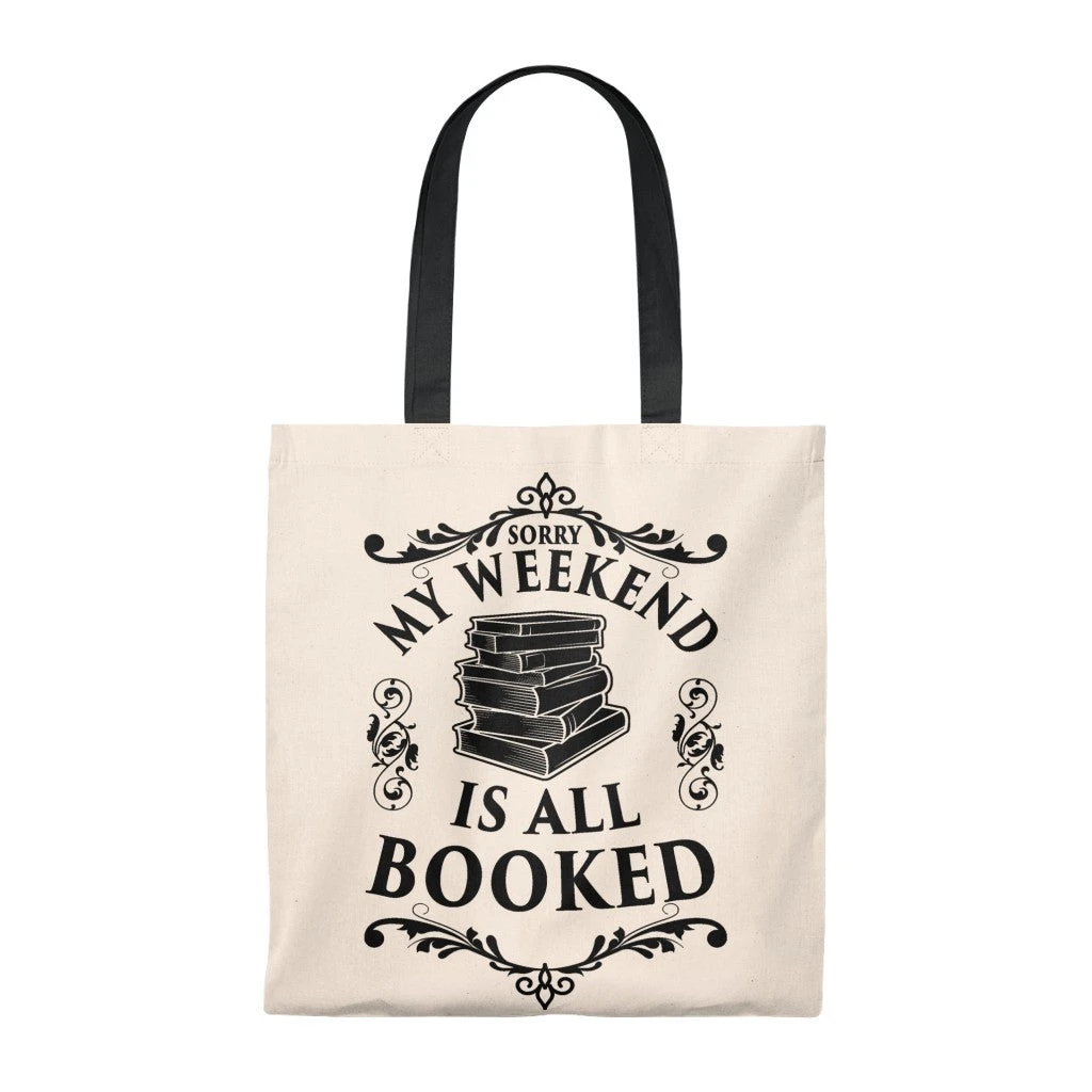 My Weekend Is All Booked Canvas Tote Bag - Vintage Style 4 My Weekend Is All Booked Canvas Tote Bag - Vintage Style - Image 2