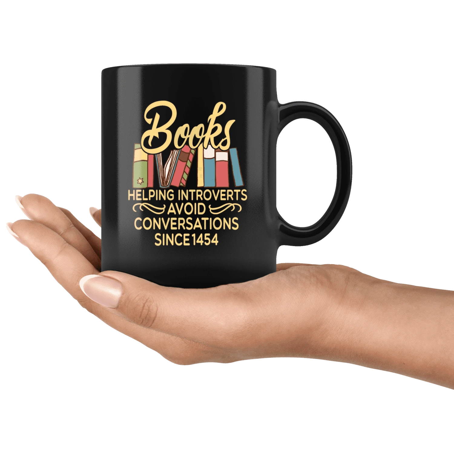 "Avoid Conversations Since 1454"11oz Black Mug 6 "Avoid Conversations Since 1454"11oz Black Mug - Image 4