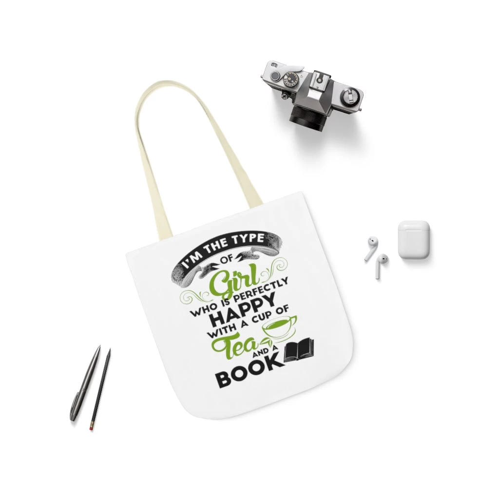 A Cup Of Tea And A Book Canvas Tote Bag - Vintage Style 9 A Cup Of Tea And A Book Canvas Tote Bag - Vintage Style - Image 7