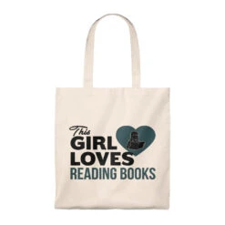 The Girl Loves Reading Books Canvas Tote Bag - Vintage Style -Home Fashion Store 84024222d2af7b54872430727e4444da