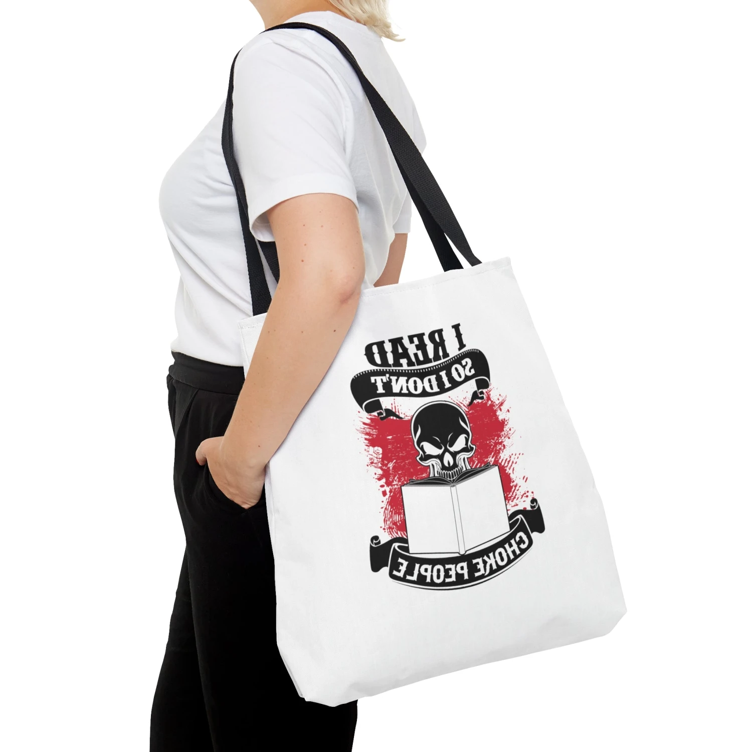 I Read So I Don't Choke People Canvas Tote Bag 14 I Read So I Don't Choke People Canvas Tote Bag - Image 12