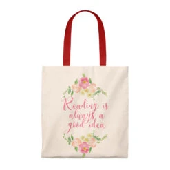 Reading Floral Canvas Tote Bag - Vintage Style