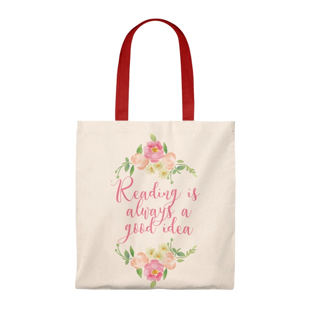 Reading Floral Canvas Tote Bag - Vintage Style 3 Reading Floral Canvas Tote Bag - Vintage Style