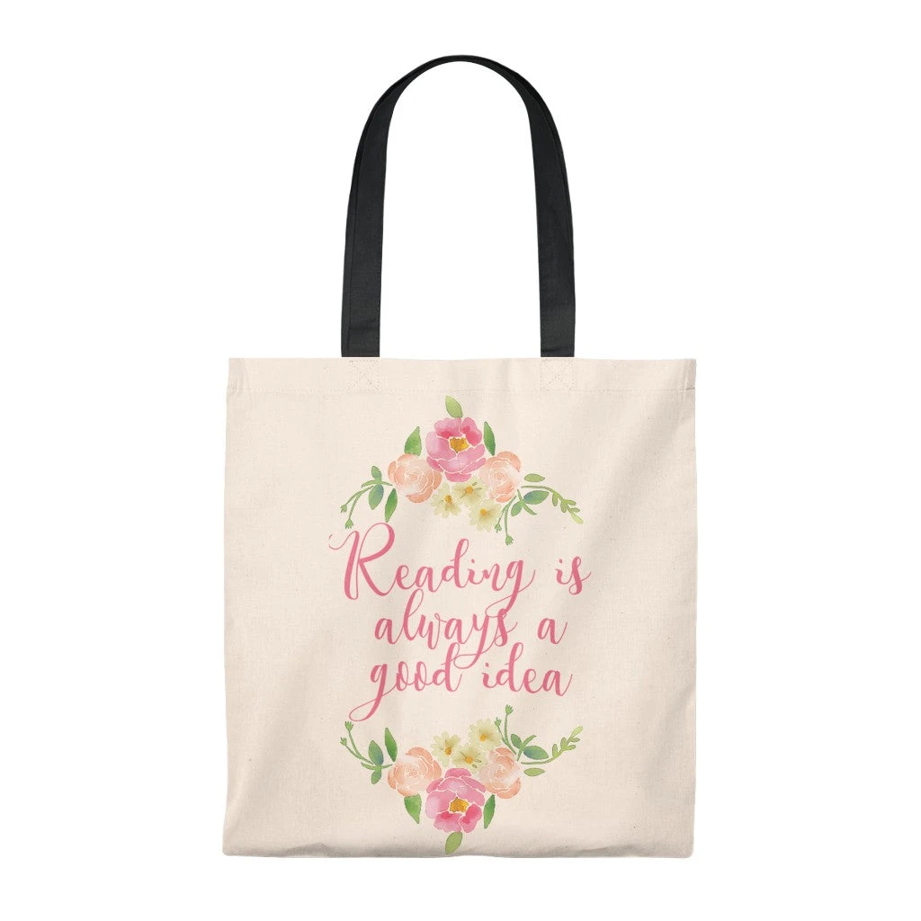 Reading Floral Canvas Tote Bag - Vintage Style 4 Reading Floral Canvas Tote Bag - Vintage Style - Image 2