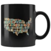 "USA Bookish Map"11oz Black Mug