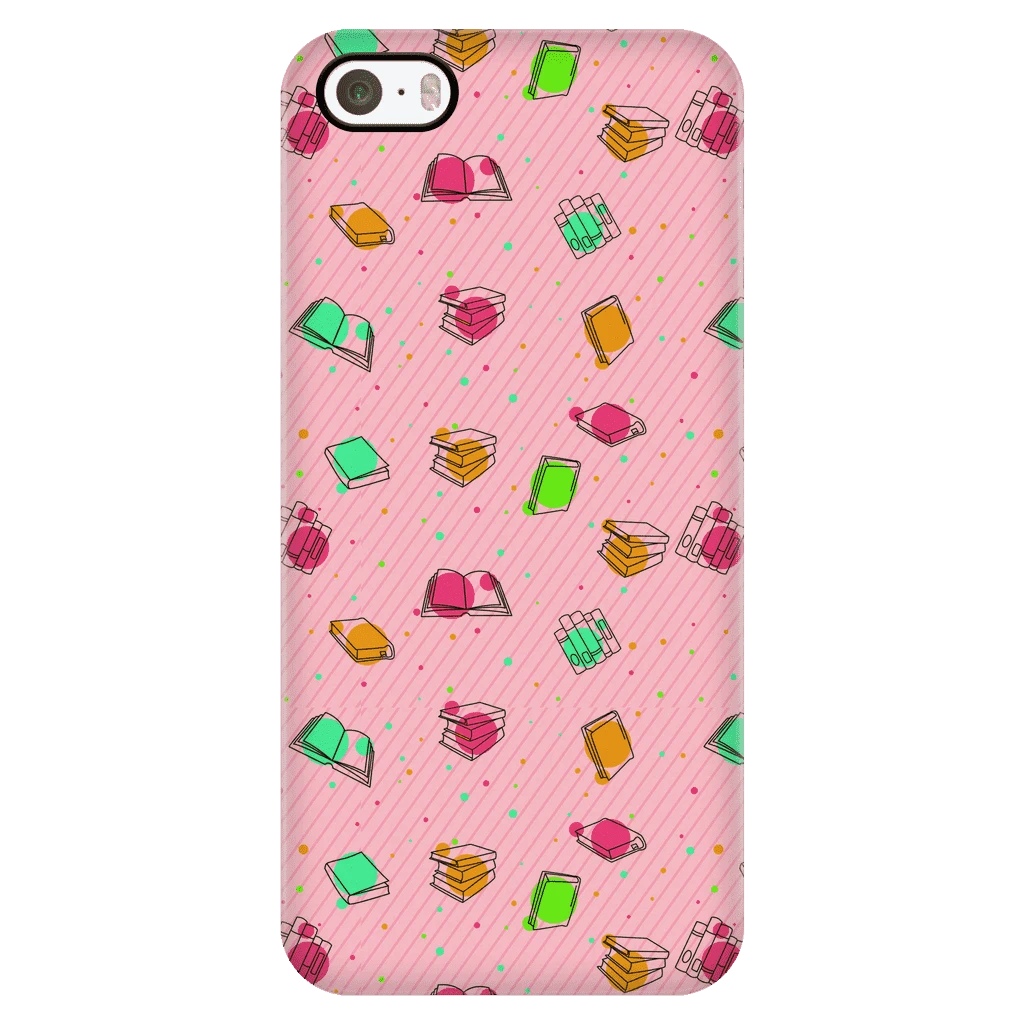 Colorful Bookish Pattern Phone Case Pink 7 Colorful Bookish Pattern Phone Case Pink - Image 5