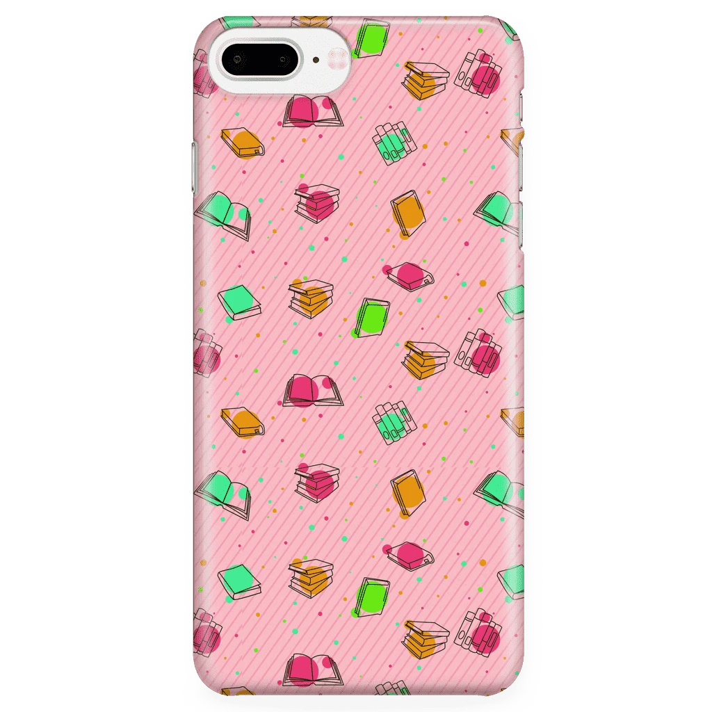 Colorful Bookish Pattern Phone Case Pink 10 Colorful Bookish Pattern Phone Case Pink - Image 8