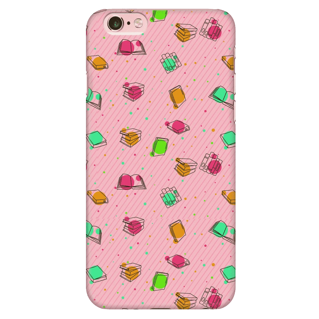 Colorful Bookish Pattern Phone Case Pink 8 Colorful Bookish Pattern Phone Case Pink - Image 6
