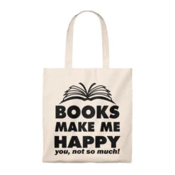 Books Make Me Happy Canvas Tote Bag - Vintage Style -Home Fashion Store a69c454953abe0b799153b721ebc9611