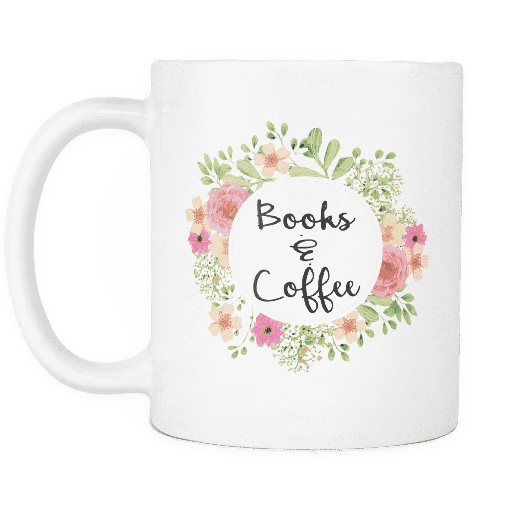 "books & Coffee"11oz White Mug 4 "books & Coffee"11oz White Mug - Image 2