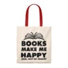 Books Make Me Happy Canvas Tote Bag - Vintage Style