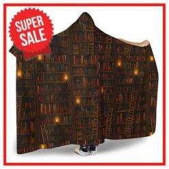 Brown Bookshelf Hooded Blanket -Home Fashion Store ban1