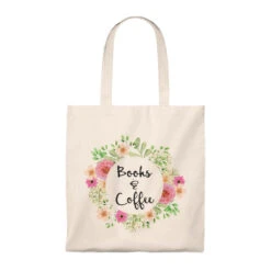 Books & Coffee Floral Canvas Tote Bag - Vintage Style -Home Fashion Store c63c32d0ba8dee23b52c4af383103d32