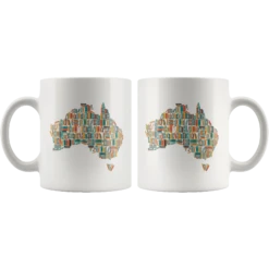 "Australia Bookish Map"11oz White Mug -Home Fashion Store cg3diwhjs1oz7d1ovq7ejxoa