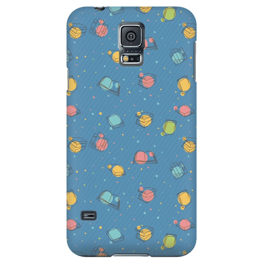 Colorful Bookish Pattern Phone Case Blue 3 Colorful Bookish Pattern Phone Case Blue