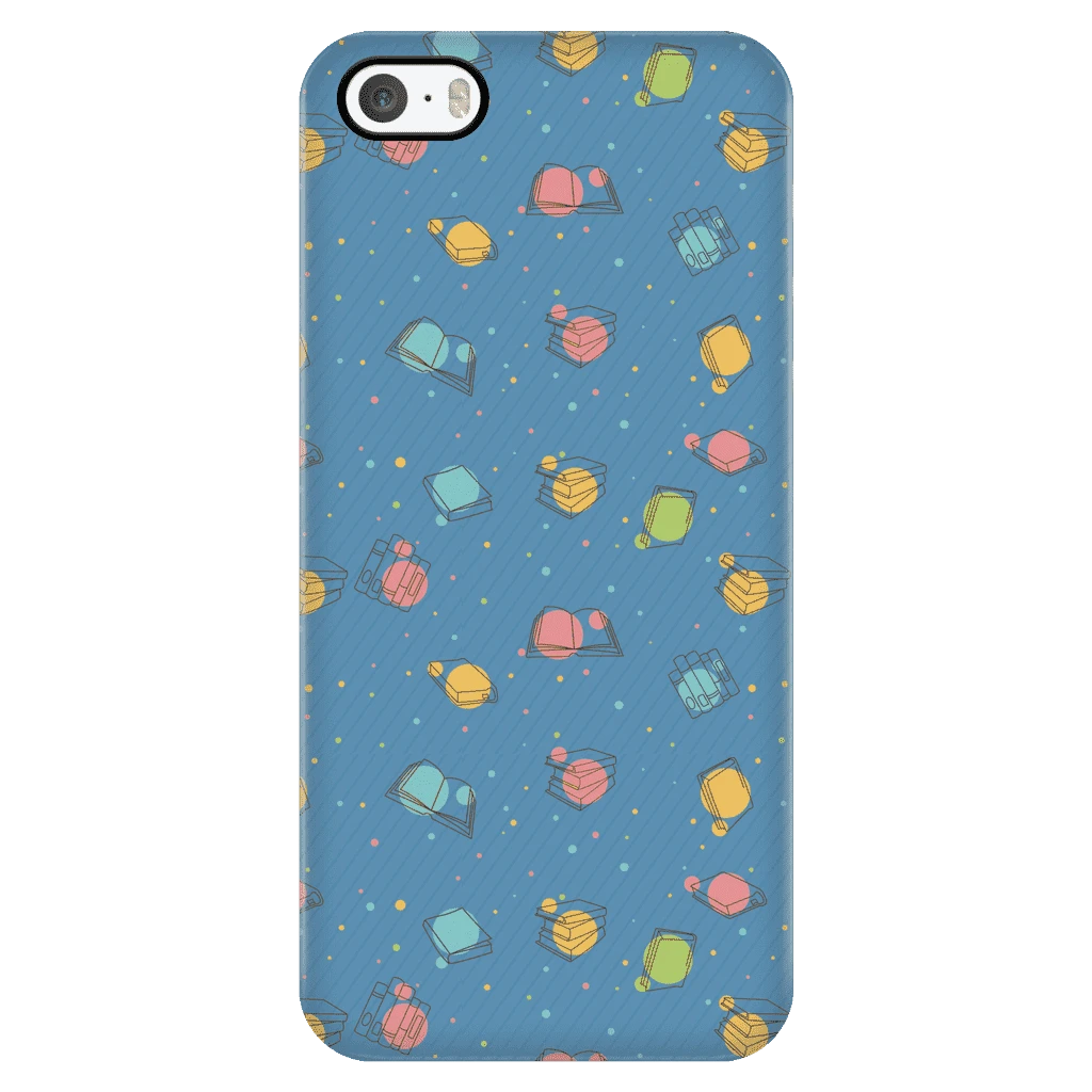 Colorful Bookish Pattern Phone Case Blue 7 Colorful Bookish Pattern Phone Case Blue - Image 5