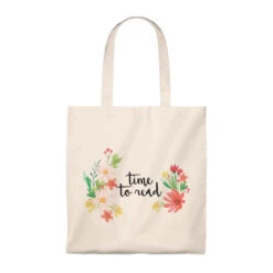Time To Read Floral Canvas Tote Bag - Vintage Style -Home Fashion Store dc66606f8d82d6787af4068c8fa2df63