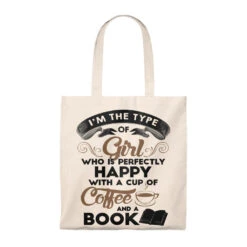 A Cup Of Coffee And A Book Canvas Tote Bag - Vintage Style -Home Fashion Store de23220df72da1d65262a9b2e03201ba