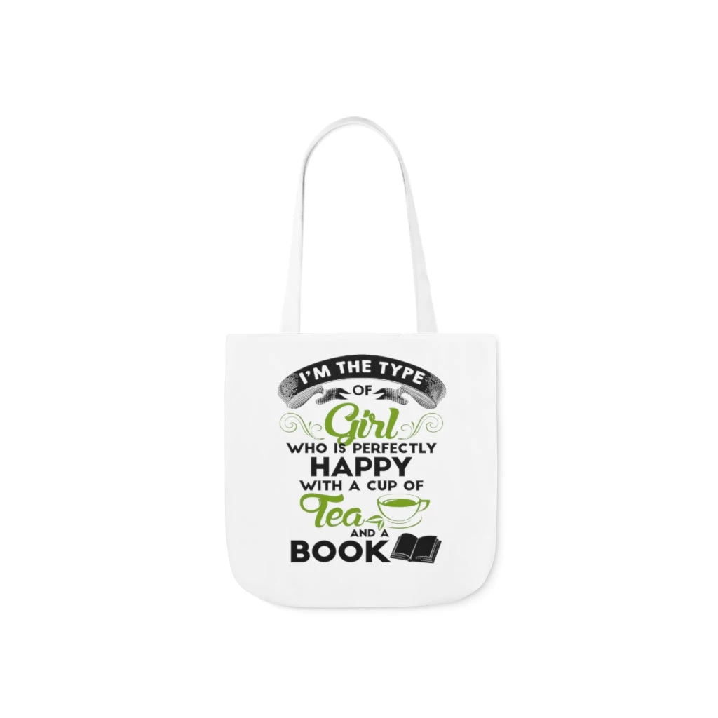 A Cup Of Tea And A Book Canvas Tote Bag - Vintage Style 3 A Cup Of Tea And A Book Canvas Tote Bag - Vintage Style