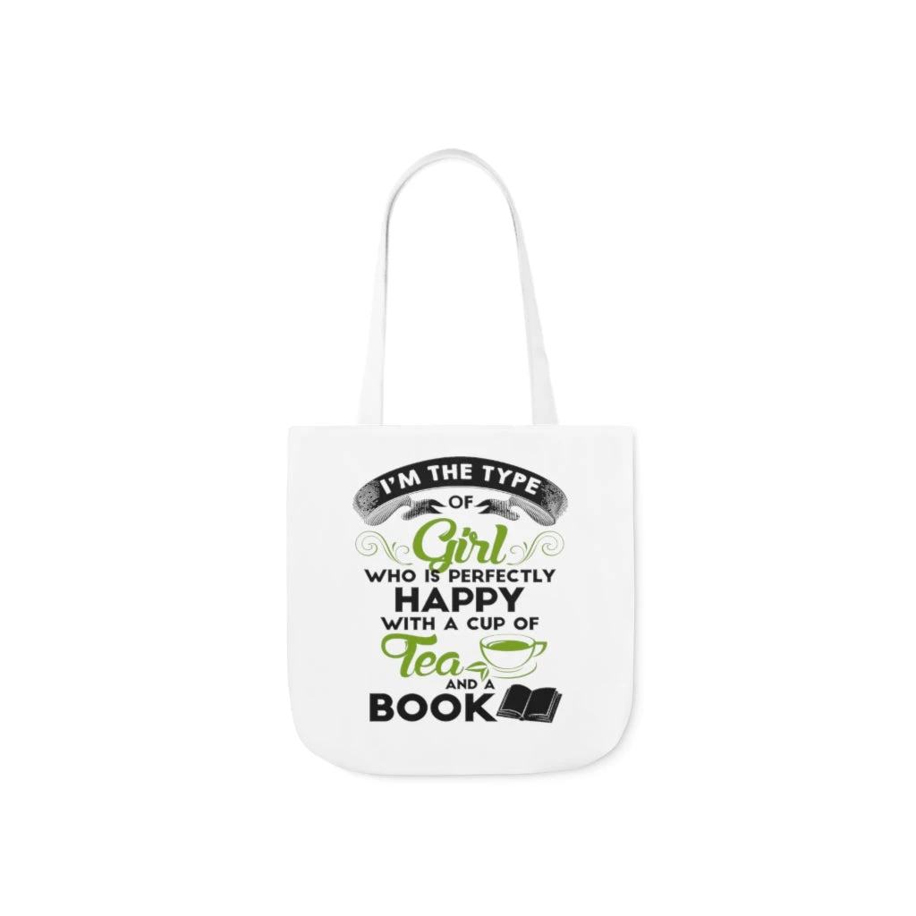 A Cup Of Tea And A Book Canvas Tote Bag - Vintage Style 4 A Cup Of Tea And A Book Canvas Tote Bag - Vintage Style - Image 2