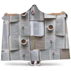 Books And Coffee Hooded Blanket