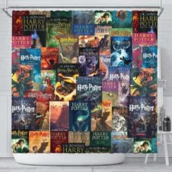 HP Book Cover Pattern Shower Curtain