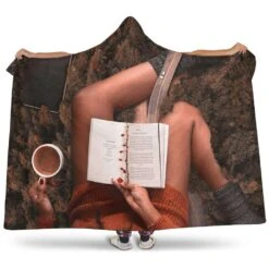 Book And Coffee Hooded Blanket