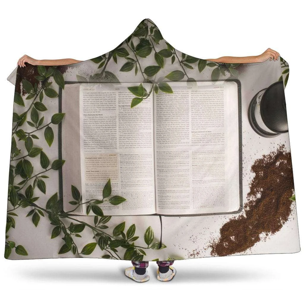 Open Book And Coffee Hooded Blanket 3 Open Book And Coffee Hooded Blanket