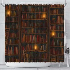 Brown Bookshelf Bookish Curtain