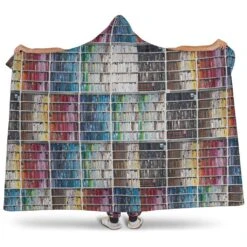 Bookshelf Pattern Hooded Blanket